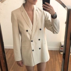 SCOTCH AND SODA cream pinstripe double breasted blazer size MEDIUM NWT